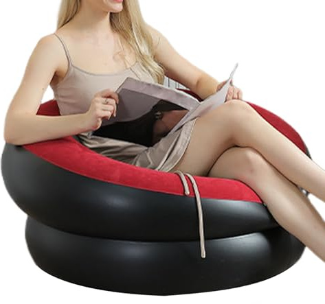 Poltrona Gonfiabile Comoda per Relax | Poltrone Gonfiabili per Adulti - Seduta Comfortevole con Rivestimento Flockato per Campeggio, Uso Interno, Dormitori, Soggiorno, Camera da Letto e Serate di Cine