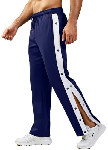 Neteson Pantalon de Jogging Homme Sport Pantalon de Rééducation Survêtement | Baggy Pantalons Post Opératoire Ouverture Latérale avec Boutons Pression