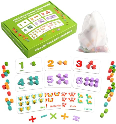 Tablero de Conteo con Clavijas | Juguete Educativo De Madera - Juguetes De Conteo para Niños Preescolares | para Niños Pequeños Jardín De Infancia Preescolar Educación En Casa Aula Y Niñas