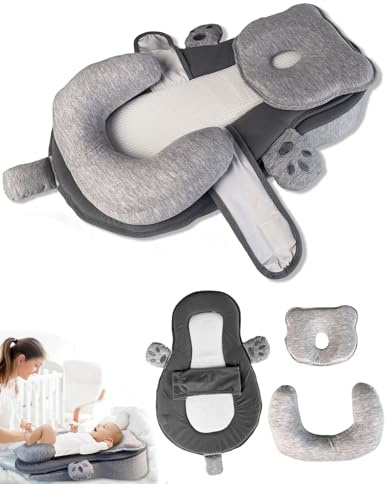 Cimvidi Cuscino per Allattamento, Cuscino per Allattamento a Biberon, Ergonomico Multifunzionale con Cintura Regolabile, la Parte Superiore, la Parte Inferiore e L’appoggio Testa Sono Rimovibili