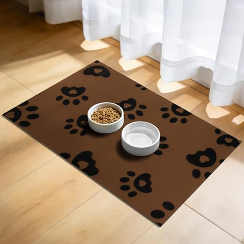 APXEL Tappetino Ciotola Cane Gatto,30*50cm Sottociotola per Cani Antiscivolo Terra Di Diatomee, Tappetini per Alimenti per Animali, Tappetino Assorbente per Ciotola D'acqua Facile Da Pulire（Marrone）
