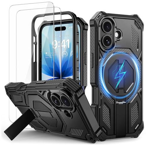 Lanhiem Cover per iPhone 17, 16FT Magnetica Antiurto, Supporto, Nero