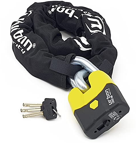 URBAN U8K120 Kettenschloss Motorrad Motorradschloss Vorhängeschloss und Kette, Sicherheit 20/20 mit Zulassung SRA, Gehärteter Stahl, Glieder 15mm Durchmesser, Sicherheitsschloss Motorrad, 120cm