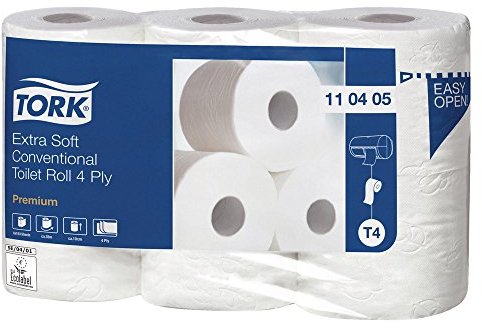 Tork® Premium Toilettenpapier, extra weich - 4-lagig m. Federprägung, hochweiß, Packung mit 7 x 6 Rollen
