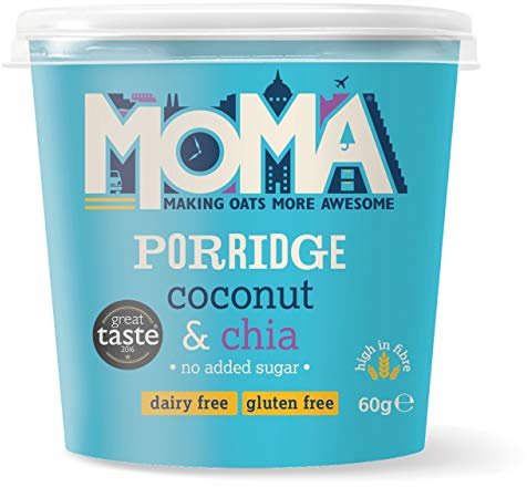MOMA Pot de bouillie de noix de coco et de chia sans gluten et sans produits laitiers 12x60g