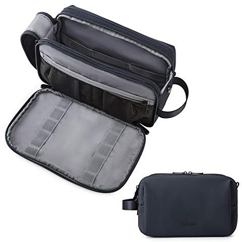 BAGSMART Toiletry Bag for Men, Travel Toiletry Organizer Dopp Kit Water-resistant Shaving Bag for Toiletries Accessories, Door Room Essentials,Navy Blue-medium