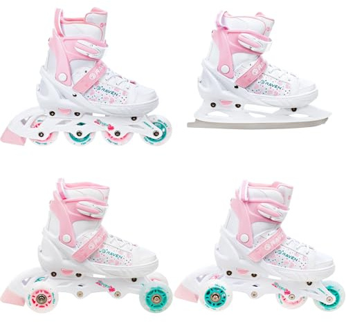 4IN1 inlineskates/triskates/rullskridskor/skridskoåkning korpar rosi justerbar med LED-ljushjul (31–35 (20,5–22,5 cm)