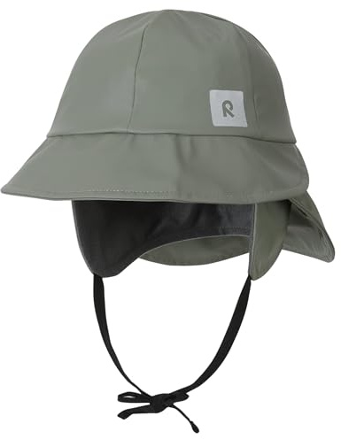 Reima - Rainy Regenhut für Kinder - wasserdichter Kinder Regenhut mit Ohrenschützern, Nackenschutz, verschweißten Nähten, reflektierenden Details, maschinenwaschbar - Greyish Green, 54
