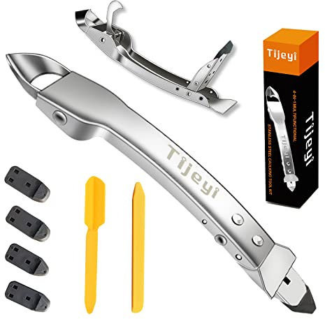 Caulking Tool Kit Stainless Steel Grout Removal Tool,4 in 1 Tile Caulk Remover Tool,Silicone Scraper Caulk Finishing Tools for Kitchen Bathroom Floor Sealant Caulking Window Sink Joint