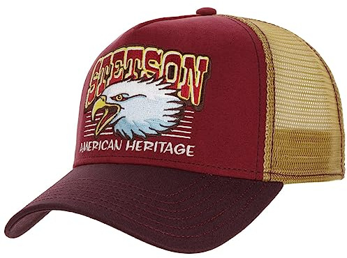 Stetson Gorra Trucker Eagle Head Mujer/Hombre - Camionero de Beisbol Malla Snapback, con Visera, Visera Otoño Verano Primavera Invierno Verano/Invierno - Talla única Small Burdeos