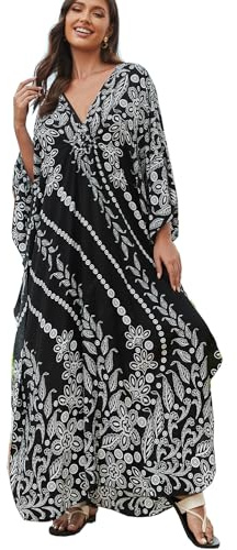 YOUKD D’été Long Caftan Bohème Loungewear Plage Maillot De Bain Couvrir Maxi Robe pour Femmes