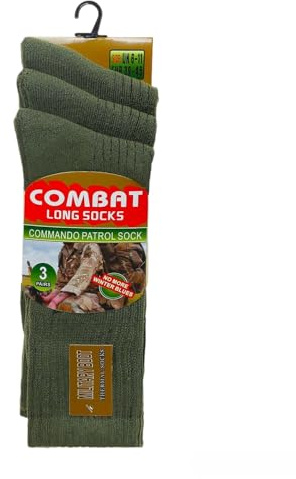 Udyana - 3 paia di calzini da combattimento a metà lunghezza - In lana mista termica - Per marcia e pattuglia - Verde militare - Taglia 39-45, 6-11