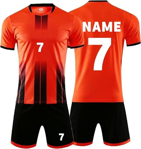Custom Trikot T-Shirt Shorts 2 Teiliges Set Jeder Name Nummer Team - Personalisiertes Fußballtrikot Kinders Erwachsene Fusstball Geschenke für Jungs