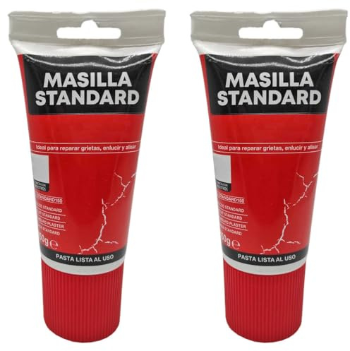 Acan Tradineur - Pack de 2 tubos de masilla standard, reparar grietas, enlucidos, alisado, reparación agujeros, uso interior, albañilería, bricolaje - 150 g