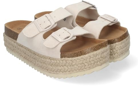 shoes&blues.es Sandalia de Plataforma para Mujer, Comodas y Elegantes, Forradas de Yute, con Planta Anatomica, y Cierre de Hebillas, Ideales para Primavera Verano