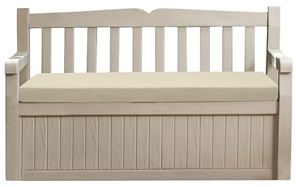 Sapphire Collection Premium Outdoor Bench Seat Pad | Water Resistant Cushion for Iceni & Eden Storage Benches 128x50cm | Comfortable Patio Furniture Swing Bench Pads (Cream)