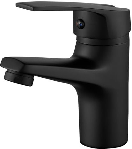 Wasserhahn Bad Schwarz Waschtischmischer, Bevankly Einhebelmischer Armatur für Waschbecken Badezimmer mit Kalt/Warmwasser, Schwarz Mischbatterie für Waschbecken, Messing G3/8
