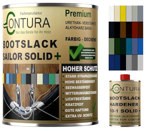Contura 2K Bootslack RAL Farbe Yachtlack Holzlack GFK Metall Boot Schiffslack Glänzend Buntlack Sailor Solid (Weiß RAL9010 Analog, 550ml. (500ml.+50ml. Härter))