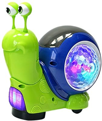 Krypande leksaker - babyleksaker | elektrisk snigelleksak med automatisk hinderundvikande funktion | krypande babyleksak | musikaliska leksaker med lysande musik