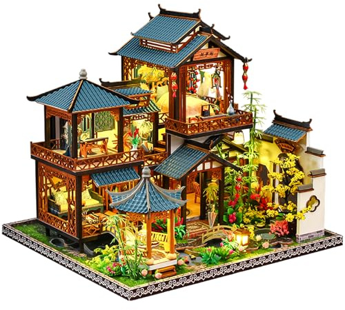 Spilay Miniature House Kits For Adults, DIY Miniature House Kit with LED Light & Dust Cover, Creative 3D Puzzle for Relaxation & Desk Decor, Soothing Crafts for Teens Adults (Christmas, Birthday)