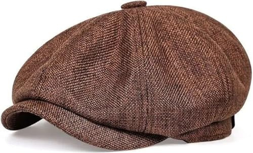 Yixda Herren Schiebermütze Barret Cap Unisex Sommer Atmungsaktiv Schirmmütze Kappe Gatsby Flatcap (DE/NL/SE/PL, Alphanumerisch, Einheitsgröße, Braun)