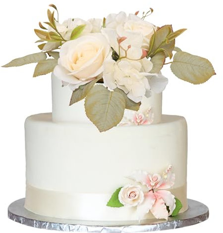 Ephlyn 1 Pack Rose Wreath Cake Topper Decoration Assembled Handmade Wedding Flower Cake Pick for Wedding Birthday Anniversary Party DIY Cake Decorations Supplies White