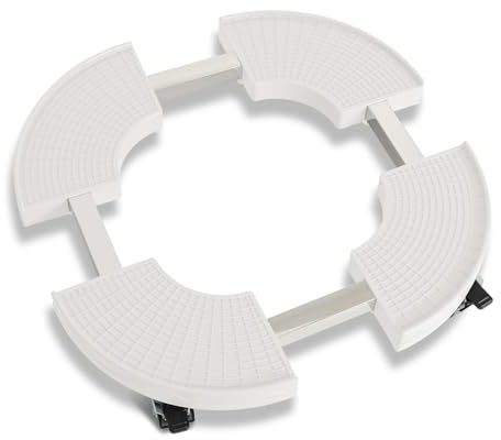 Hebitod Rullo per piante regolabile, con doppio rullo e freno, 360°, portata fino a 200 kg, per grandi fioriere per interni ed esterni, colore: bianco