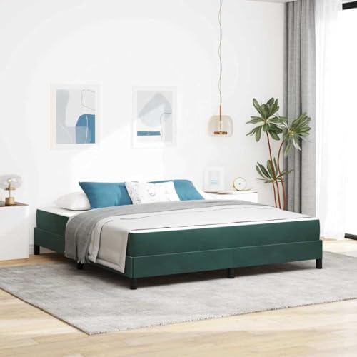 RMIHSJG Boxspringbett mit Matratze Dunkelgrün 180 x 200 cm Stoff Taschenfederkern Lattenrost Mittelhart Modernes Schlafzimmer