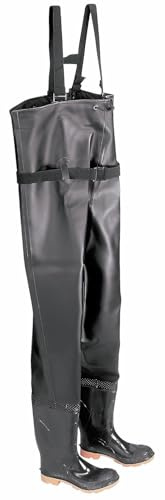 DUNLOP Protective Footwear, Chest Wader Black Steel Toe, 100% Waterproof PVC, Lightweight and Durable, 8606700.12, Size 12 US
