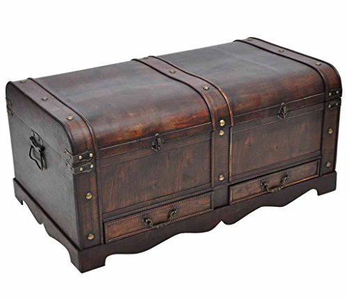 Festnight Baul de Madera de Estilo Antiguo Modelo Cofre de Tesoro 90 X 51 X 42 cm