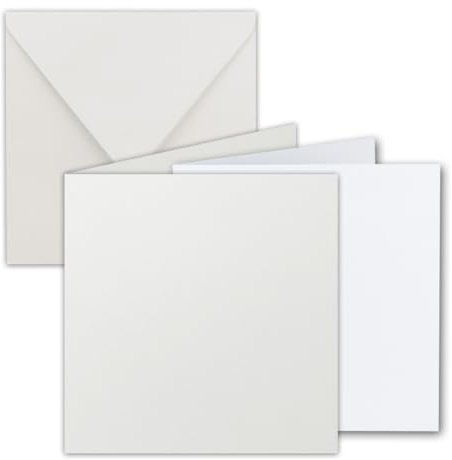 Fyrkantigt vik-kortset I 15 x 15 cm – med brevkuvert och insättningsblad I ljusgrå I 25 stycken I komplett paketI kvalitetsmärke: FärgerFroh® från GUSTAV NEUSER®