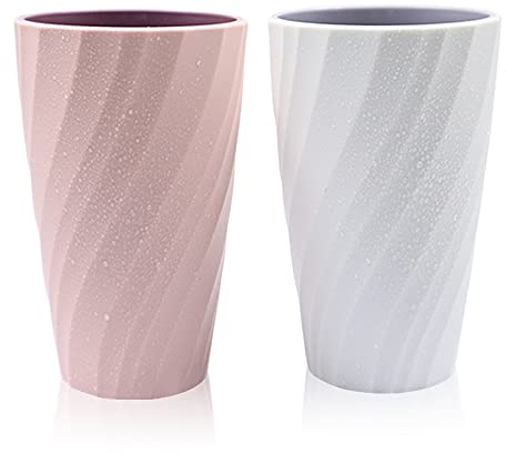 2Pack Unbreakable Bathroom Tumbler Toothbrush Cup, Soft and Durable, Bathroom Cup Toothbrush Tumbler Toothbrush Holder (White and Pink)