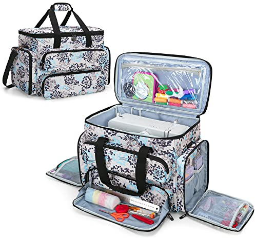 CURMIO Nähmaschine Tasche, Nähmaschinen Transport und Aufbewahrungstasche, Nähmaschinentasche ist kompatibel mit den meisten gängigen Nähmaschinen und Zubehör, Leere Tasche, Löwenzahn