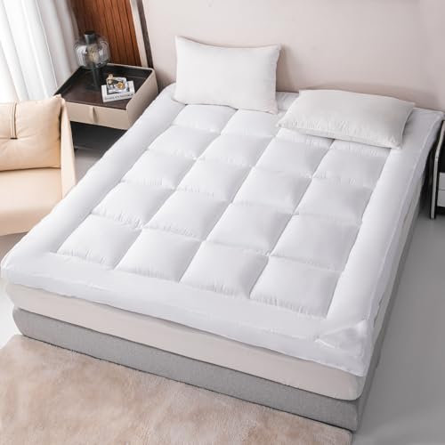 Mattress Topper 10cm DOULE Size Bed Extra Deep hotel quality Mattress Enhancer Box Stitched Mattress Pad with Strong Corner Elastic Straps (10cm DOUBLE - 137 x 190 CM)