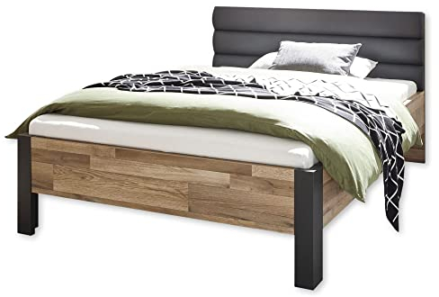 DALLAS Bett 140 x 200 cm - Modernes Jugendzimmer Bett in Montana Oak, Graphit - 146 x 96 x 213 cm (B/H/T)