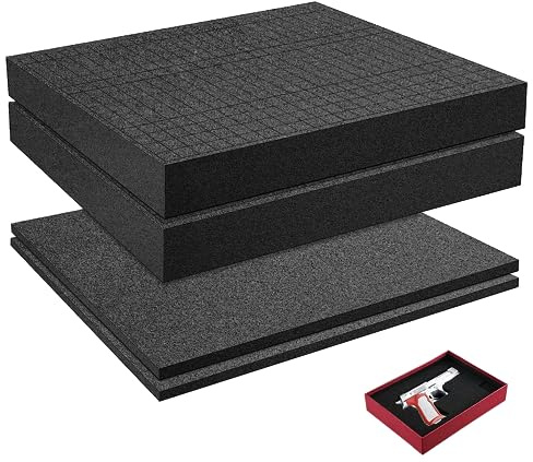 4 Pièce Mousse Predecoupee, Mousse Cube, Mousses de boîte à outils, Inserts en Mousses Polyuréthane Découpables et Façonnables, 2Pièce 400 x 300 x 50mm/2Pièce 400 x 300 x 10mm