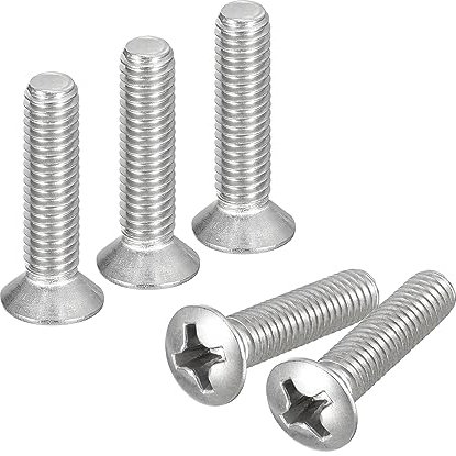 QUARKZMAN Tornillos para Máquina M6x25mm Cabeza Ovalada Phillips, 25uds Acero Inoxidable 304 con Cabeza Ligeramente Avellanada