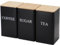 Tea Coffee Sugar Canisters, 1000ML 3 Piece of Metal Canister Storage Jar Container Set With Airtight Bamboo Lid