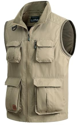 MeiLayM Hommes Gilet de Plein Air Multi-Poches Gilet da Été Pêche Gilet pour Léger Respirant Veste Séchage Rapide Gilet Sans Manches Veste de Sport Chasse Camping Gilet de Photographie