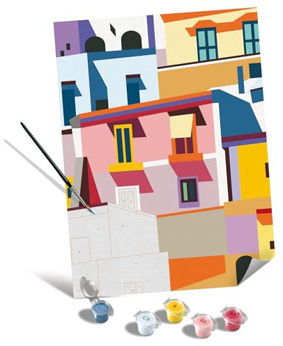 Ravensburger – CreArt Toiles 30x40 cm – Adulte – Peinture par numéros – Colorful Houses – Loisir créatif – 25527