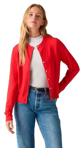 Levi's Cardigan Tara Super Doux à col Rond pour Femme, True Red., L