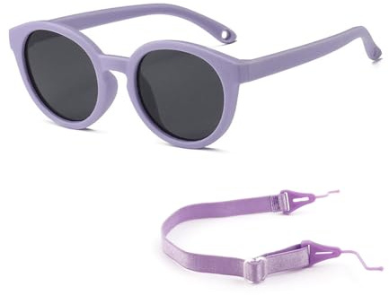 AYNKH Lunettes de Soleil Bébé, Baby Sunglasses pour Enfants 6 Mois - 3 Ans, Lunettes de Soleil Enfant avec Montures Ajustables en Silicone, Garçons/Filles Bébé (purple)