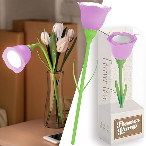 LED Buch Leselampe, Bett Leselampe Buchlampe, Ewige Rose Licht Geschenk für Sie Mama Weiblich Ehefrau Freundin, Aufladbar Akku Kabellos Tragbare Lampe für Hals Lesen Stricken Häkeln Nähen Reparieren