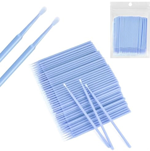 Dreamil Micro applicatore pennelli, 400 pezzi, usa e getta, micro ciglia, tamponi per mascara, per ciglia, make-up, pulizia (rosa, viola chiaro/blu) (blu, 400 pezzi)