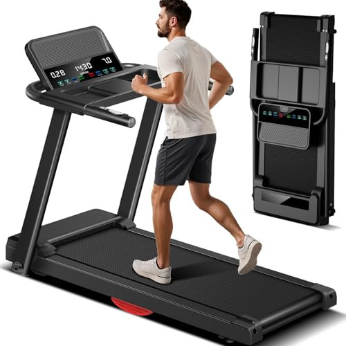 LONTEK Laufband Für Zuhause Klappbar 12KM/H,Laufbänder mit Herzfrequenzmonitor, Treadmill for Home mit 12 Trainingsprogrammen,Max Belastung 136KG