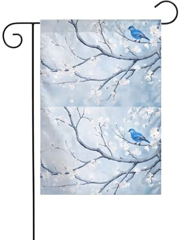 BROLEO Drapeau de jardin 4 saisons Motif fleurs de prunier Décoration 30,5 x 45,7 cm