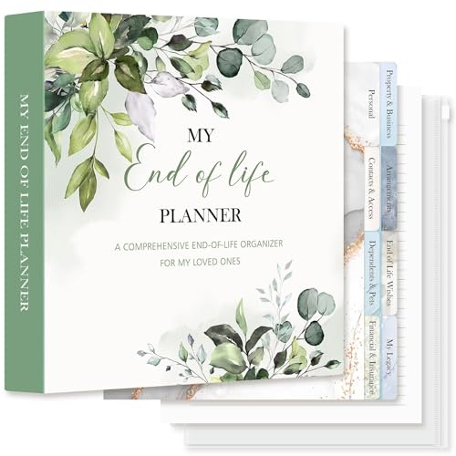 Lanpn End of Life Binder - 8,5 x 11, Slutliga önskningar och fastighetsdokumentmapp med 8 avdelare och 10 brevstorlek pärmfickor, Dödsplanerare, Före döden livsplan när jag dö dagbok bok