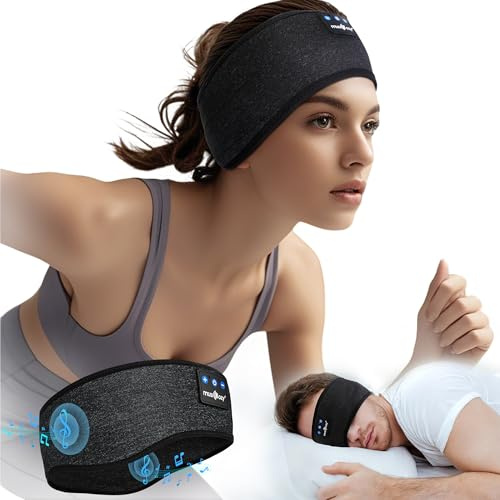 MUSICOZY Schlafkopfhörer Bluetooth 5.4, Bequem & Ultraleicht Stirnband kopfhörer zum Schlafen mit Hi-Fi Klang, 14h Laufzeit, Komfortable Schlaf Kopfhörer für Seitenschläfer, Reisen & Sport