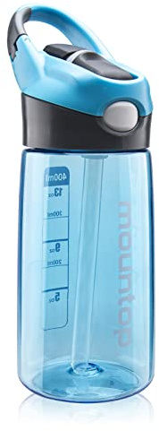 mountop Kids Water Bottle with Silicone Straw and Handle, Easy Use for Girls and Boys, BPA-free Water Bottle for Kids 14oz 400ml