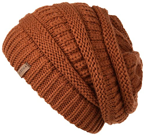 FURTALK Womens Winter Knit Slouchy Beanie Hat Warm Knitted Skull Ski Cap Hats for Women Dull Orange